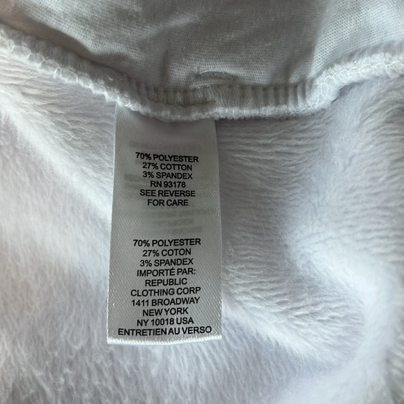 Workshop Republic Clothing White Fleece Lined Cowl Neck Sweatshirt w/ Pockets - Picture 5 of 5